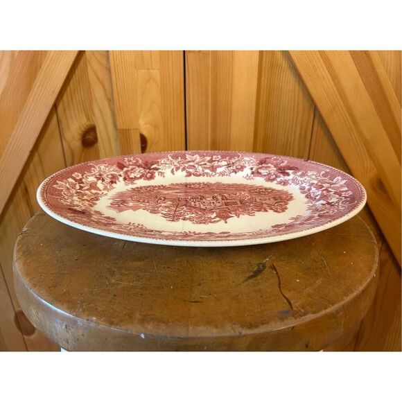 Vintage Avon Cottage Pink Oval Platter Tray 12" Hughes Longport Staffordshire (8 - Picture 4 of 12